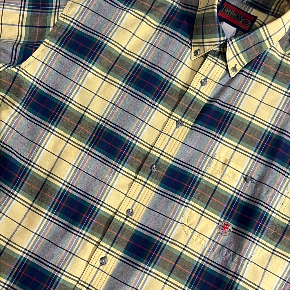 Vintage‎ 90s Wrangler Twenty X Plaid Cowboy Rodeo Shirt Mens xL Western Logo